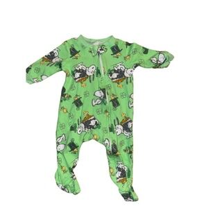 Peanuts Snoopy & Woodstock St. Patrick's Day Footed‎ Sleeper Baby 0-3M pajama